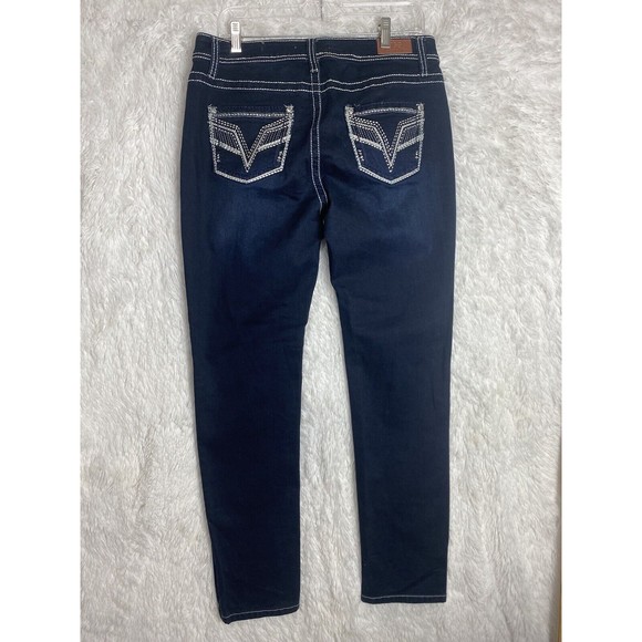 VGS  Women's Jeans Skinny Sz 12 Embroidered Medium/Dark - Picture 4 of 12